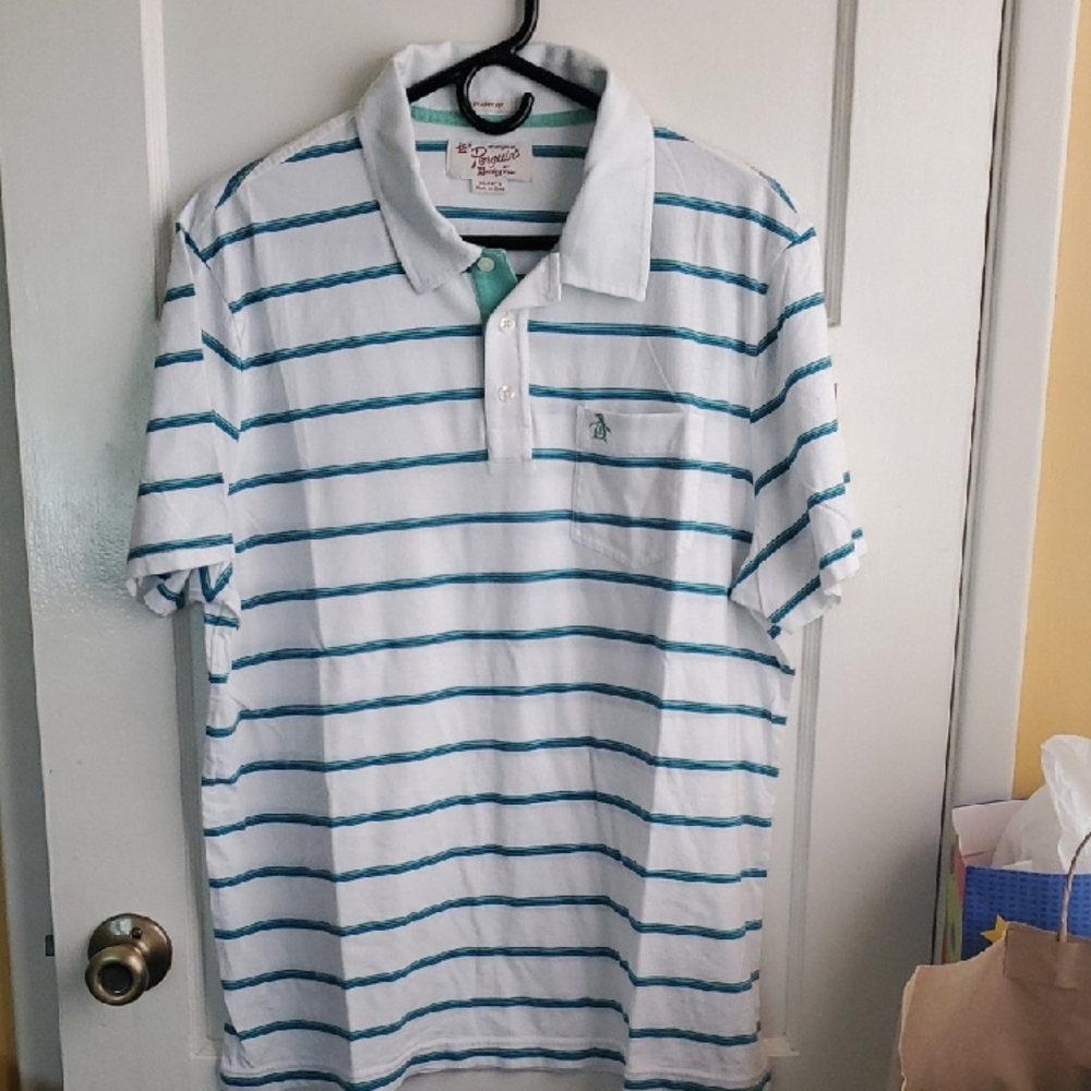 Original Penguin Green and White Polo Shirt